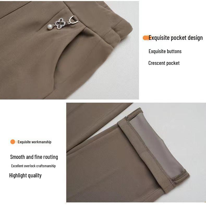 2026 Spring & Autumn High-Waist Plus Size Wide-Leg Casual Pants for Middle-Aged & Elderly Women