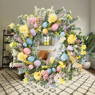 Artificial Easter Eggs Wreath Front Door Garland Modern Autumn Cute Centerpiece