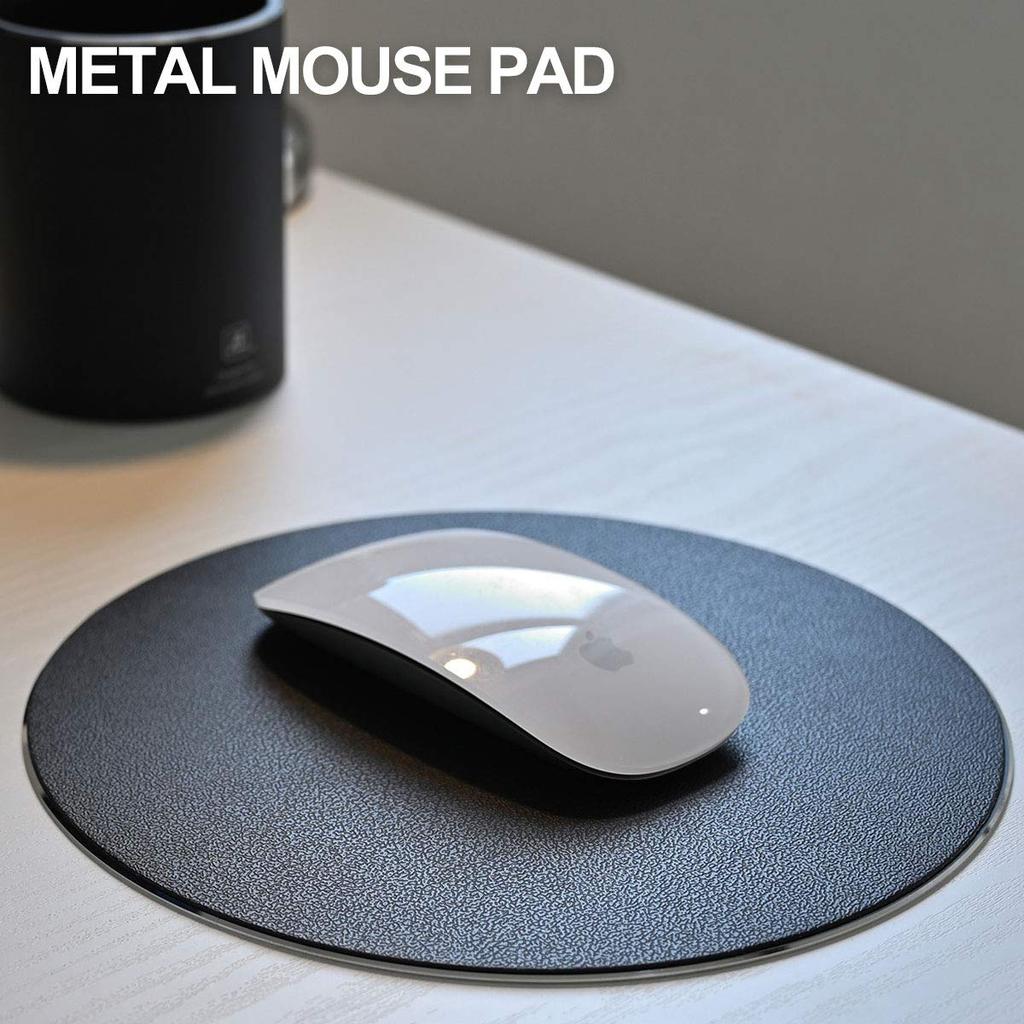 alumania Hard surface made of aluminum supports accurate mouse operation Circular Reversible metal mouse pad [BLACK]