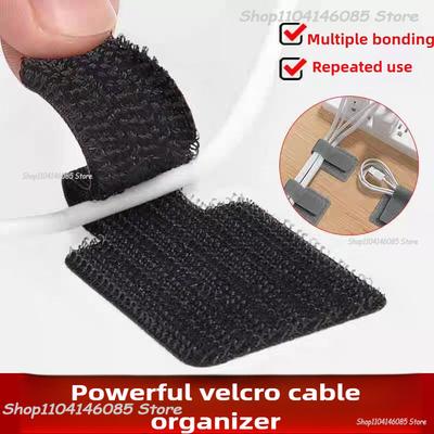 Attaches de Câble Réutilisables Attaches Velcro Auto-Adhésives Support de Câble d'Alimentation Rangement de Cordon Réglable Organisateur de Bureau