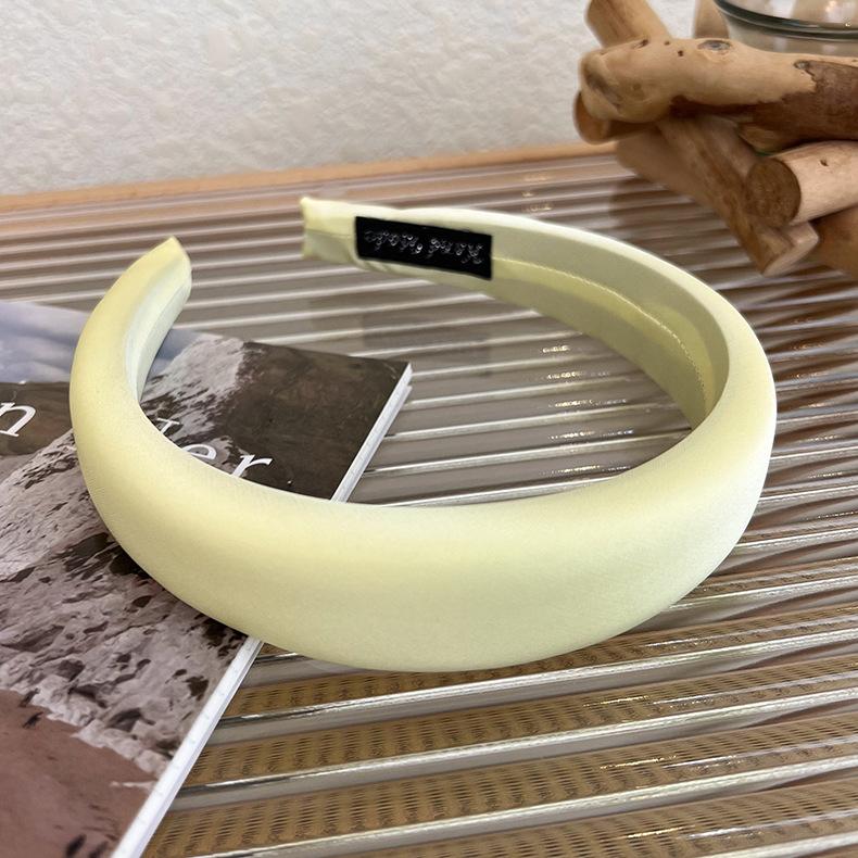 Spring/Summer New Satin Glossy Sponge Wide Hair Hoop Womans Fashion Elegant  Headband Wash Face Hair Band Female Headdress