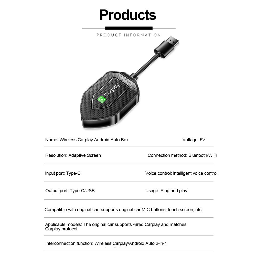 2 in1 Wireless CarPlay Android Auto Wireless Adapter Smart Mini Box Plug And Play WiFi Fast Connect Universal For Nissan Toyota