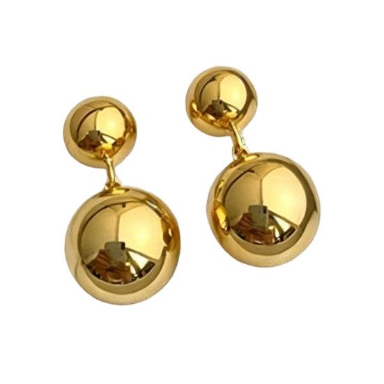 1 Pair Double Ball Drop Earrings for Women Girls Dangle Stud Earrings Minimalist