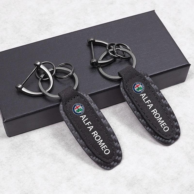 Car Stickers For Alfa Romeo Leather Car Logo Key Chain Keyring Auto Interiors Accessories For Alfa Romeo 4C 159 166 Spider Giuli