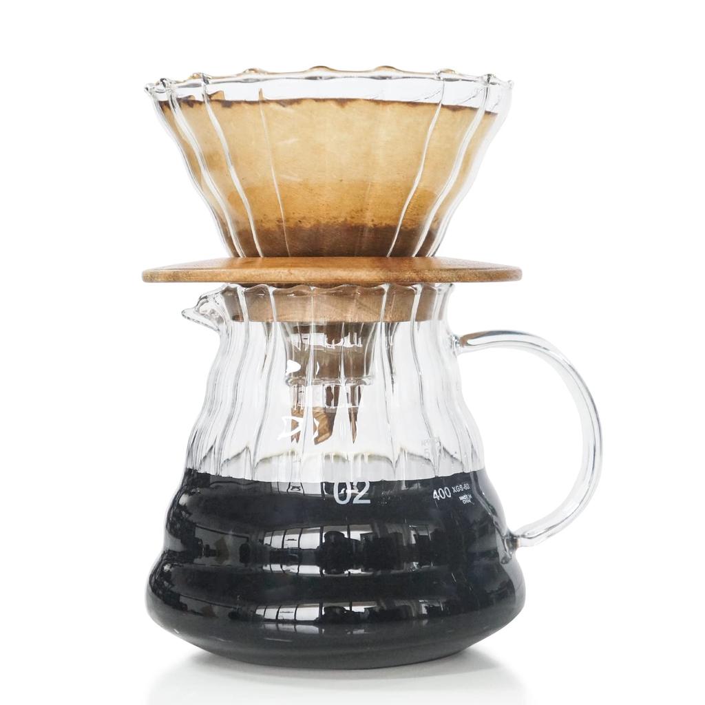 SOTECH Coffee Dripper Set Glass Coffee Pot with Shared Coffee Pot and Coffee Filter Bag Coffee Gift Set for Camping Filter - - (Includes Paper)