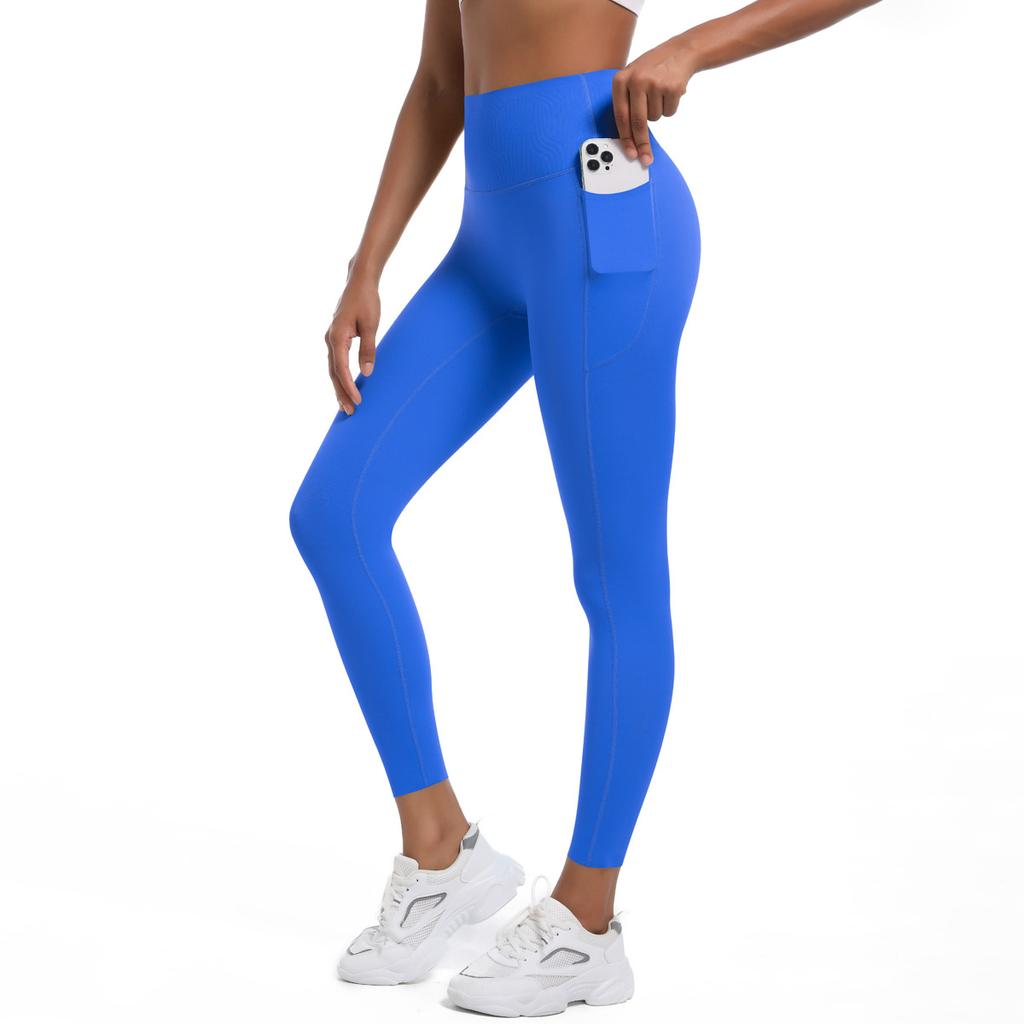 High-intensity Tight Yoga Pants Non-marking High-waisted Tummy-tucking Sports Pants High Elastic Side Pockets Quick-drying Fitness Pants