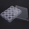 Rectangle Clear Plastic Jewelry Beads Storage Box W 12 Round Bottle Container Tiny Jars (15g)