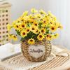 Silk Sunflower Floral Arrangement: Artificial Potted Bouquet for Living Room and Dining Table Decoration.