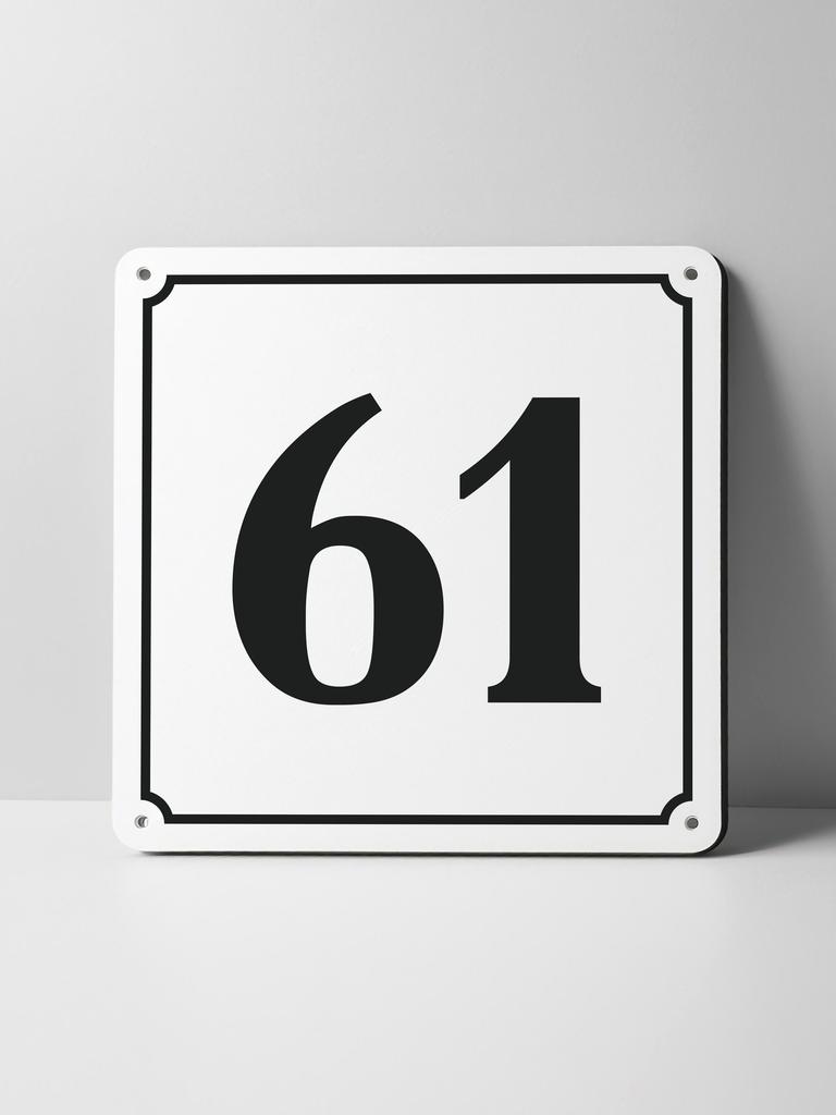 Metal Sign Black House Number On White Background Outdoor Wall Art Decor