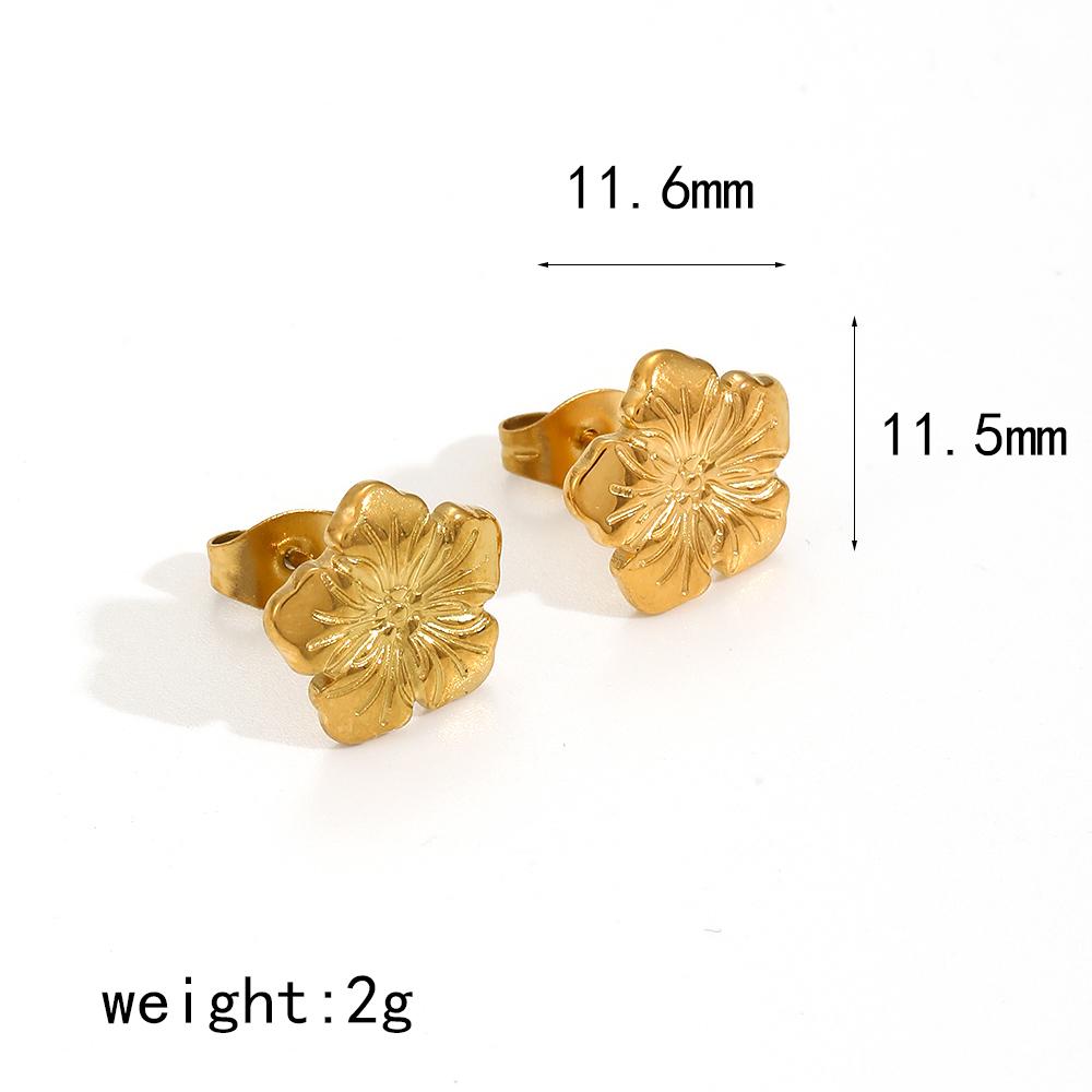 Stainless Steel Hot Selling Gold Plated Flower Pendant Accessories Earrings Vintage Fashion For Women Jewelry Gift