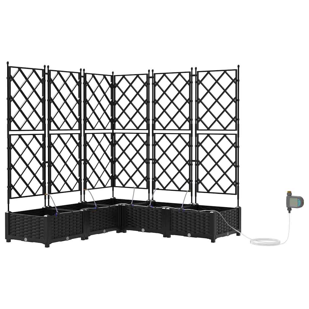 Garden Planter Set 5 Pcs Black 120 X 120 X 126 Cm Plastic