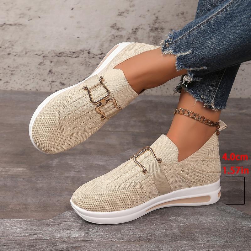 Thick-soled fly-woven soft-soled single shoes women's one-pedal knitted breathable women's board shoes
