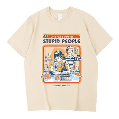 A Cure for Stupid People Clothing Male Breathable Tshirt Loose T-Shirts Harajuku Casual Cotton Short Sleeve Couple TEE