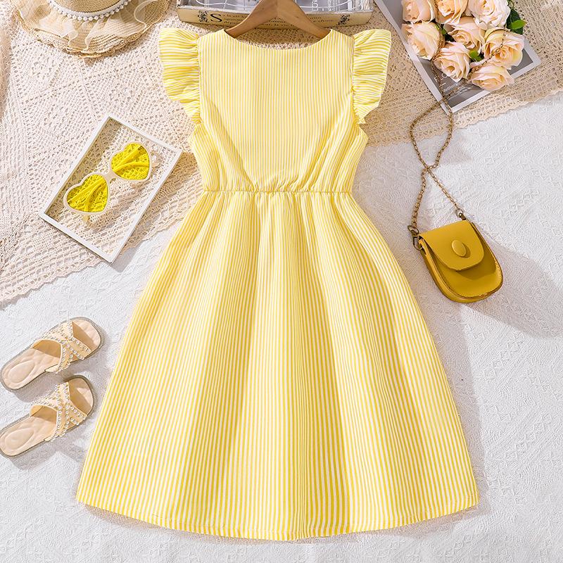Girls Fashion Dress 2025 Summer Children's Striped Princess Dress
