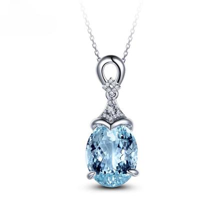 Colgante de Color con incrustaciones de diamantes del Tesoro azul marino de quilates naturales para mujer, abalorio, joyería fina de compromiso de boda, nueva moda