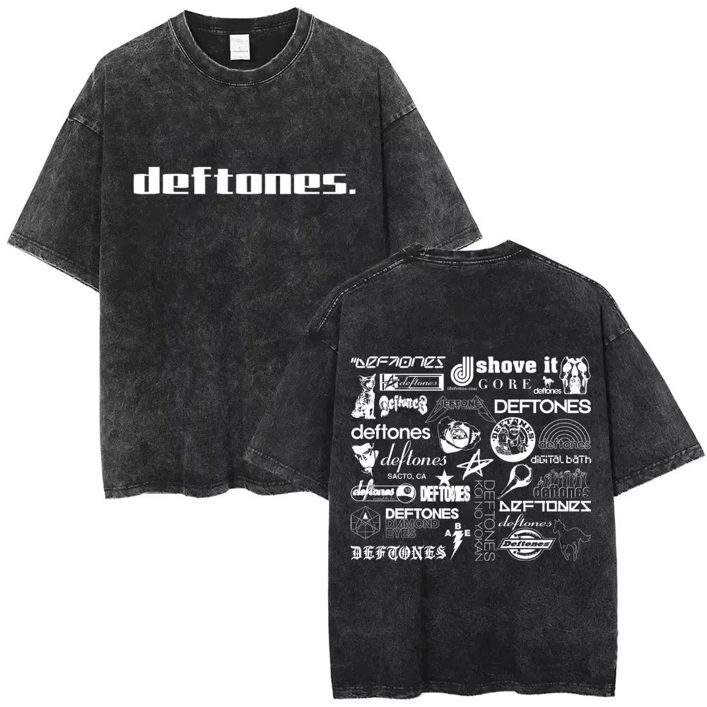New Arrival Deftones Private Rock Music Vintage Washed Graphic Tee Retro Band Print Oversized Loose Short Sleeve Streetwear Cotton Tees For Men Women