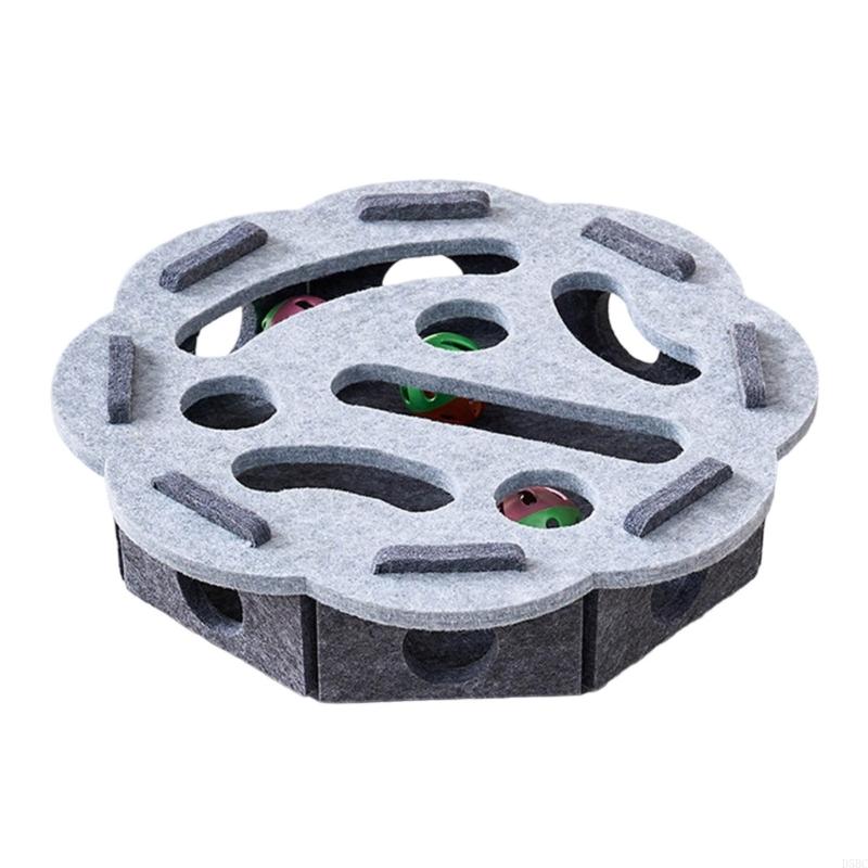 Multiple Cats Enrichment Puzzle Toy with Maze Design Multiple Holes Felt Indoor Entertainment Kitten Exercise Toy