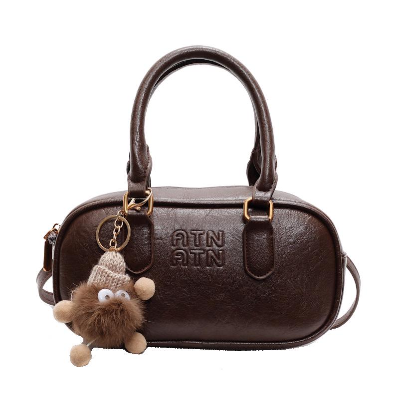 Autumn/Winter 2025 Women's Korean-Style Retro Bowling Crossbody Bag