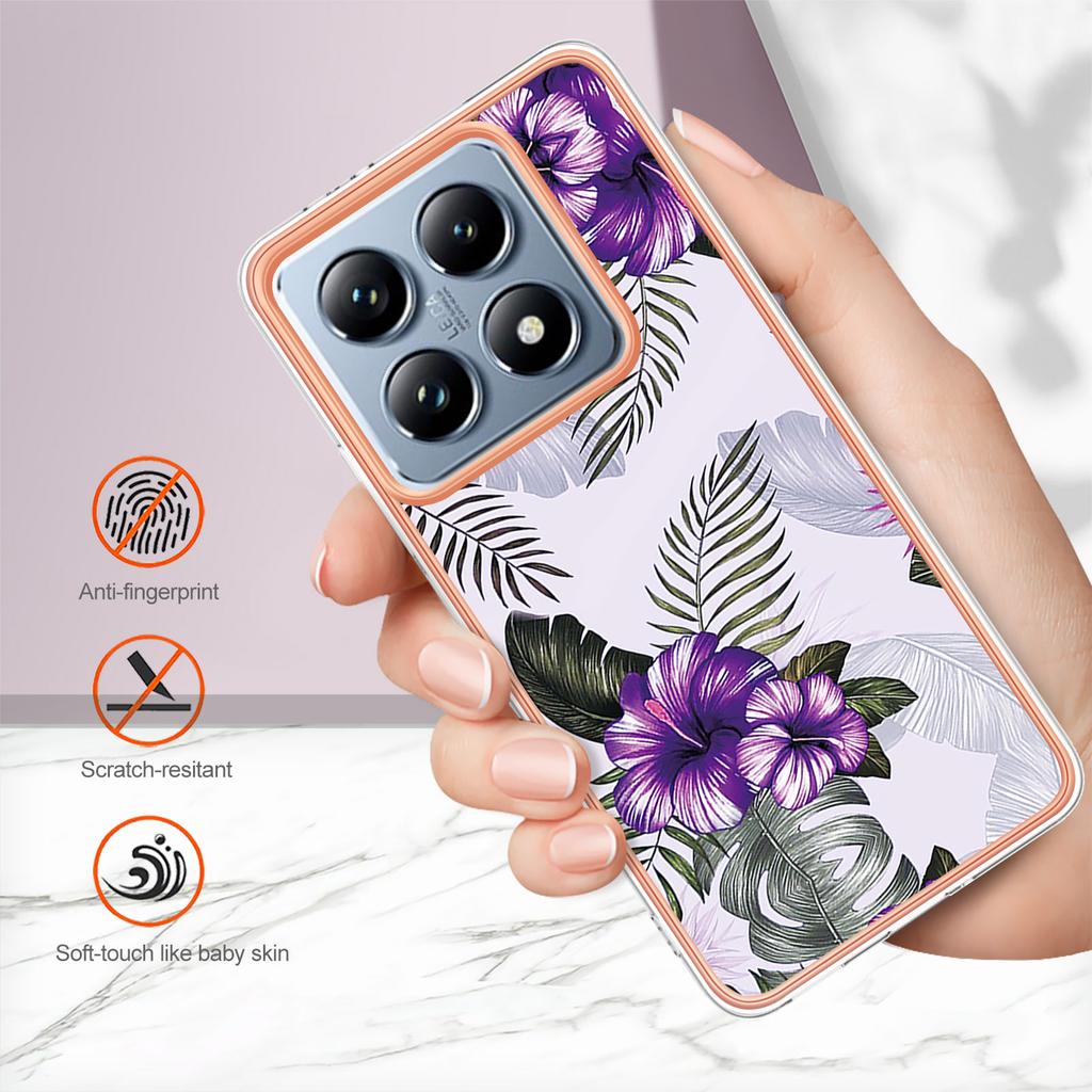 For Xiaomi 14T Pro Case with IMD Marble Flower Pattern TPU Mobile Back Cover
