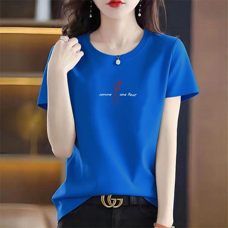 Women's 2026 Summer Round Neck Printed Cotton Short Sleeve T-Shirt, Stylish Versatile Loose Fit