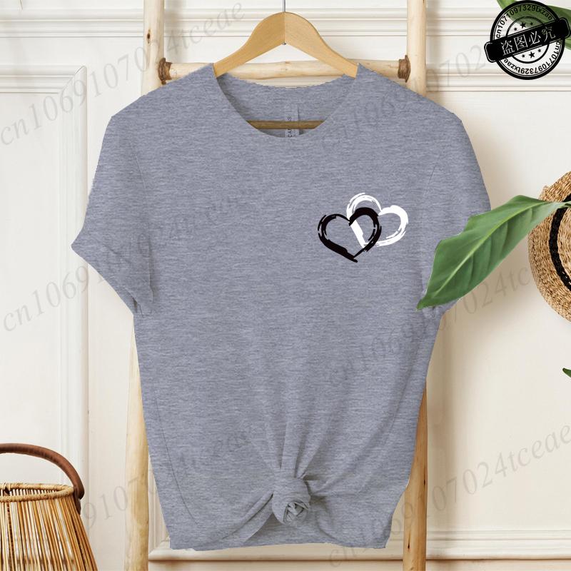 Unisex Fashion TShirts O Neck Short Sleeve TShirt Casual Unisex Red Clothing Love Heart Print TShirt for Valentines Day Gifts
