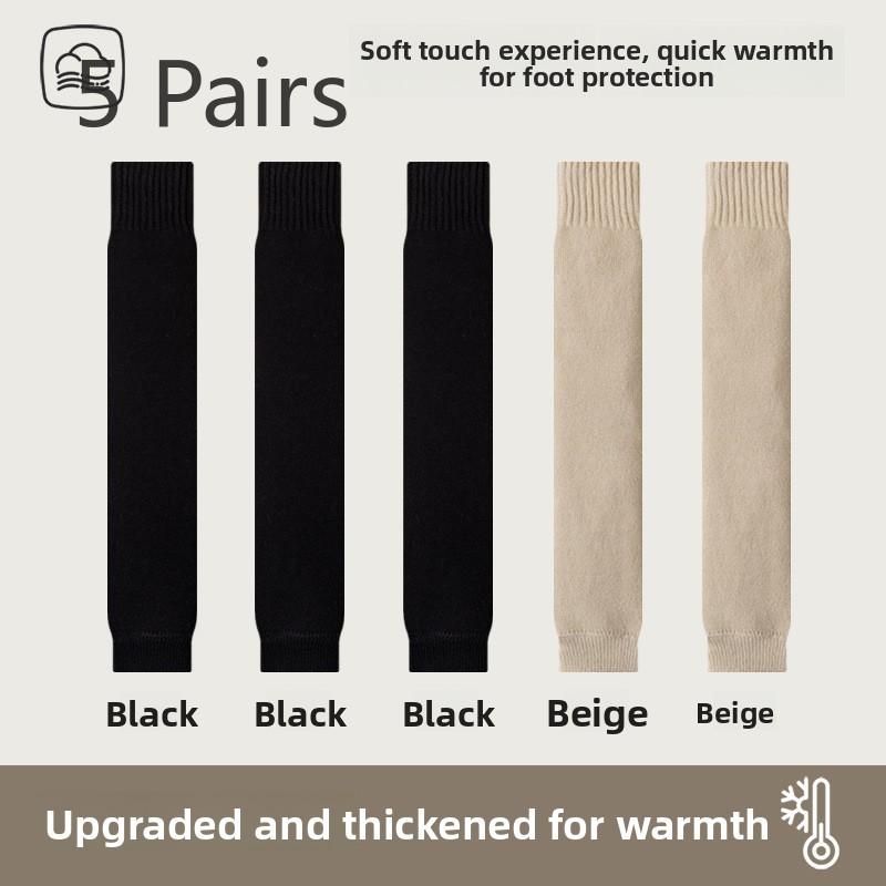 5 Pairs of  Female Autumn and Winter Warm Velvet Thickened Not Bloated Wool Knee Socks