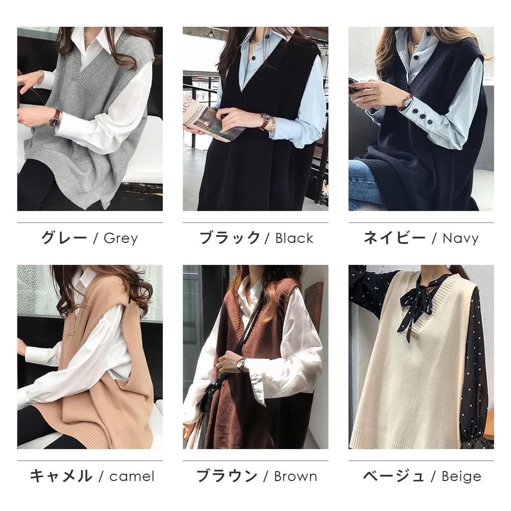 MEME XTRA Knit Sweater Plus Loose Long Korean Size L Women's Vest, Vest, Spring/Autumn, Student, Size, Fit, V-Neck, Oversized, Lightweight, Style,