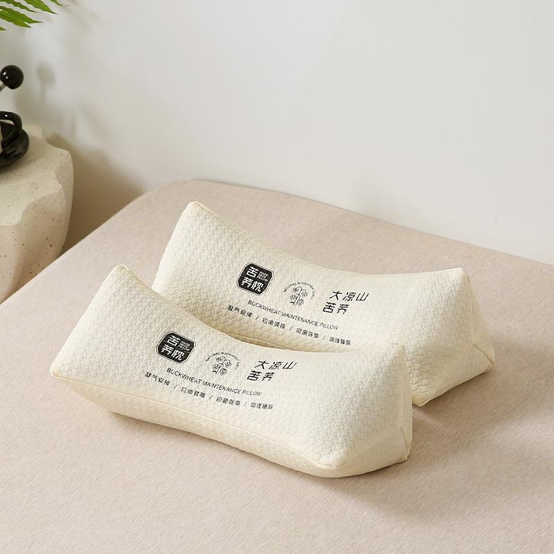 Triangular Bone Buckwheat Skin Shell Pillow Protects Cervical Vertebrae Core Back Arch Support Hard Pillow Cylinder Adult Sleep