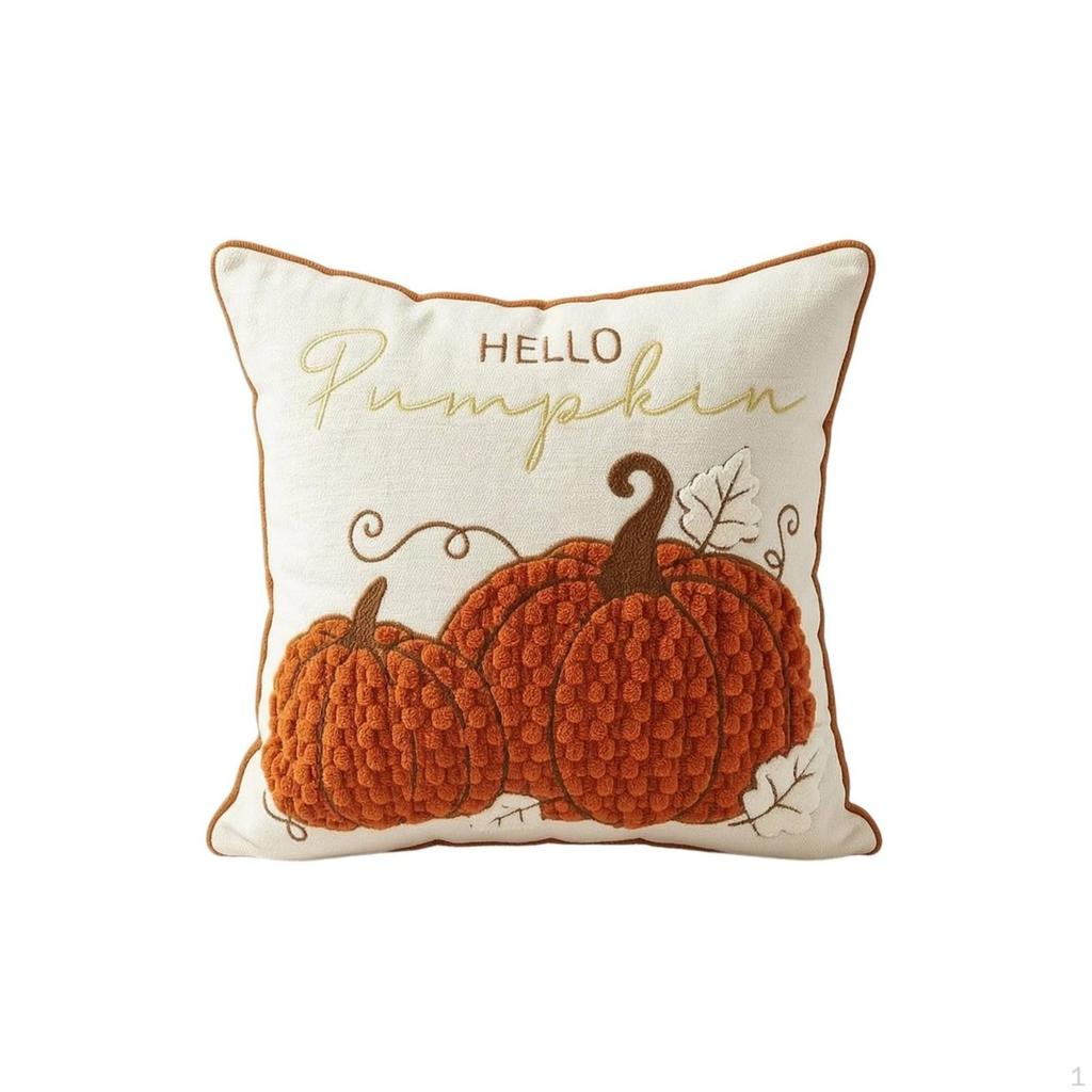 Pumpkin Pillow Cover Textured Embroidered Pillowcase Thanksgiving