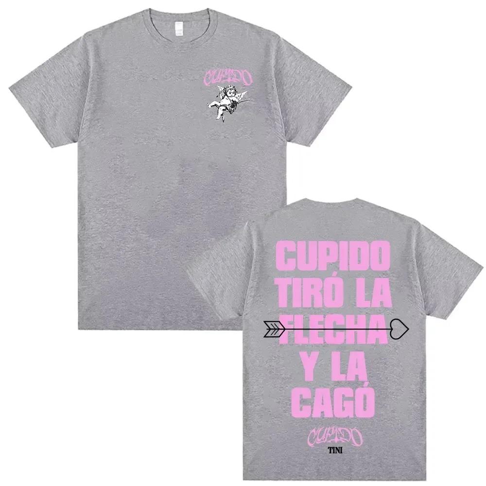 TINI Cupido Album Doppelseitiges Grafik-T-Shirt Latin Pop-Sänger Oversized Schwarz Unisex Freizeit Baumwolle Damen und Herren T-Shirts