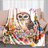 1PC Custom Name Floral Owl Art Flannel blankets Patterns Throw Blanket All-Season Soft Gift for Couch, Bed, Camping gifts