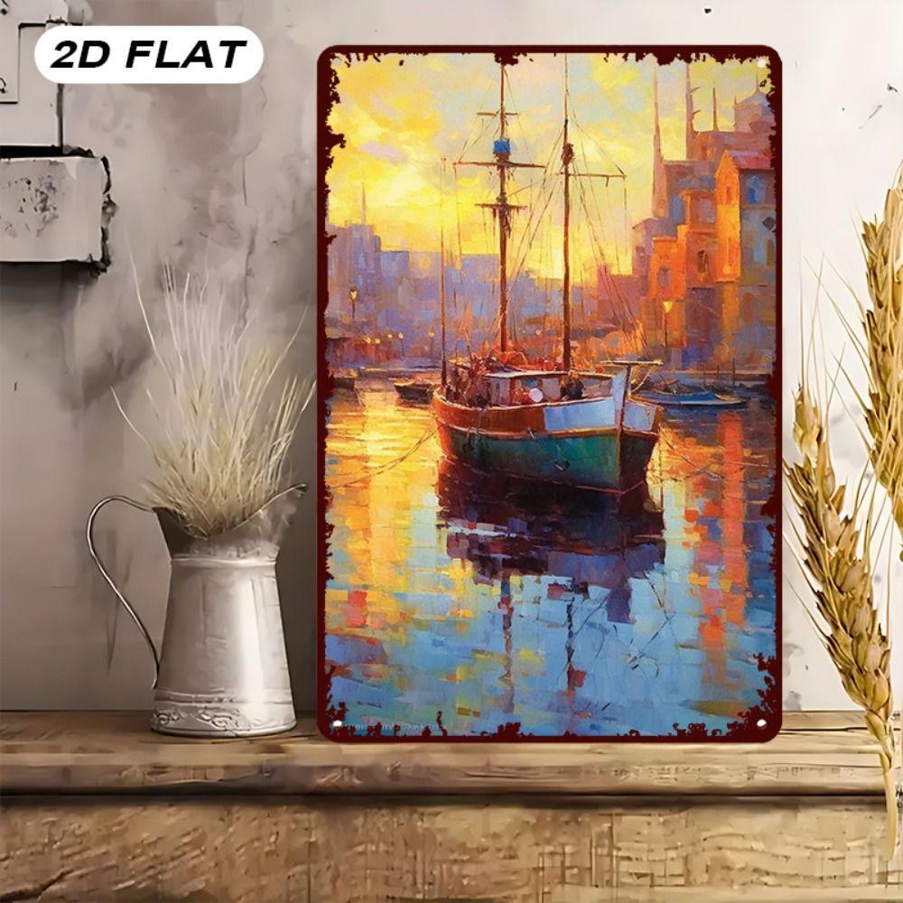 Vintage Nautical Metal Wall Art, Old Sailing Ship Pirate Decor, Home Wall Decor