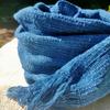 Used Indigo dyed cotton pongee (100% cotton) stole, gradient