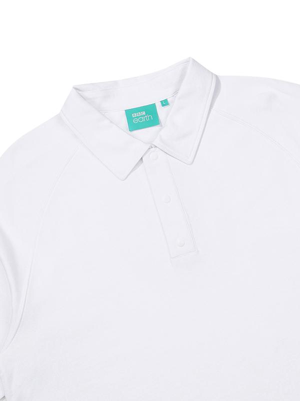 BBC EARTH Semi-Over Polo Short Sleeve Tee_White