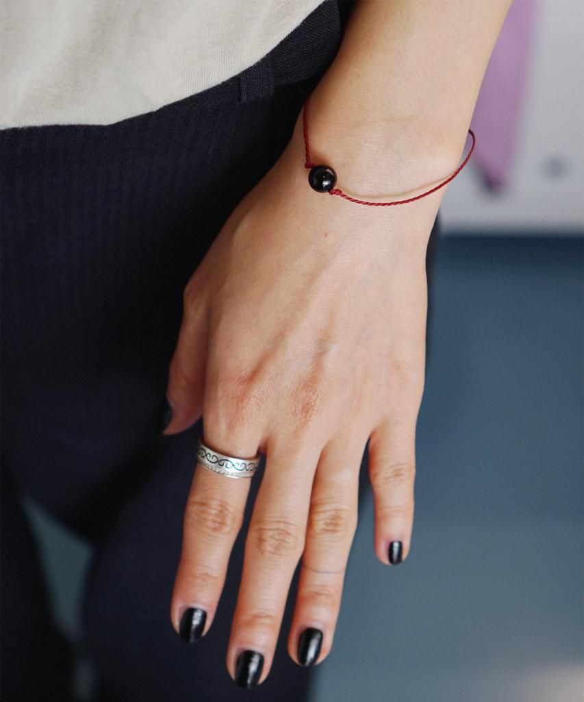 Ourpierre Black Ball Rope Bracelet
