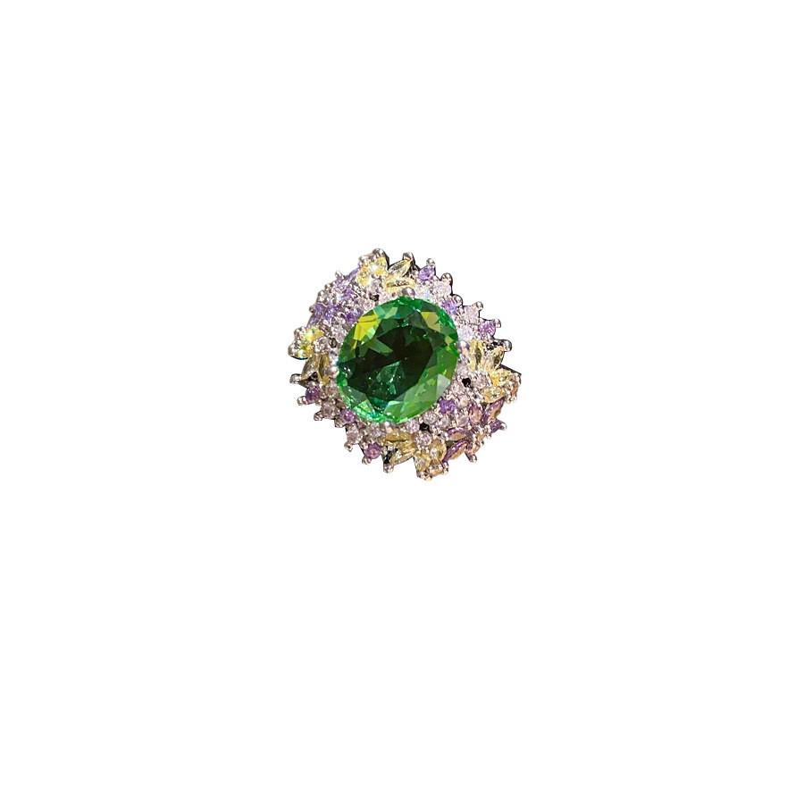 Geometric Zircon Flower Oval Fashion Open Ring For Women