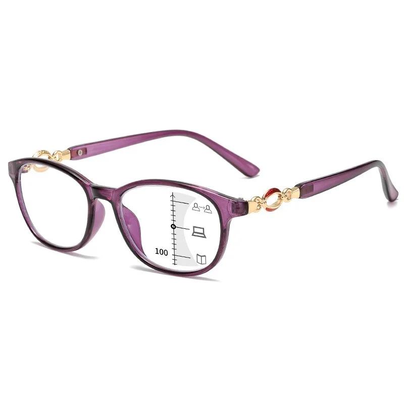 

Quality Latest 3 in 1 Multi Focus Reading Glasses Women Anti-blue Glasses Easy To Look Far and Near +10 To +40 3