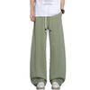 Summer new European, American and Japanese scimitar splicing loose gray straight wide-leg casual pants men's very light pants