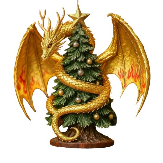 

Dragon Christmas Tree Charm Ornament Festive Atmosphere Christmas Home Accents Decoration Party Accessories золотистый