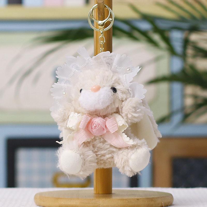 Plush Bunny Doll With Bow For Wedding Party Decor And Bag Ornament