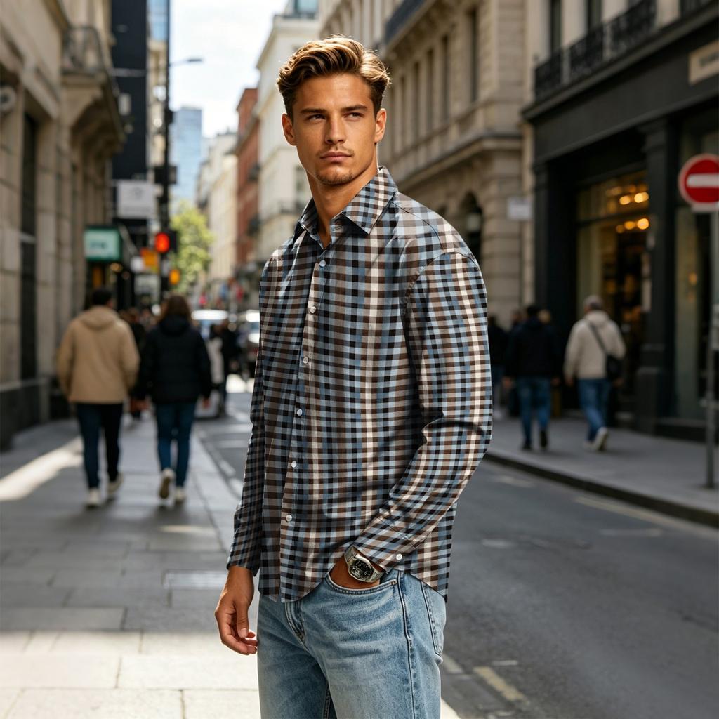 Men's Long Sleeve Collared Shirt