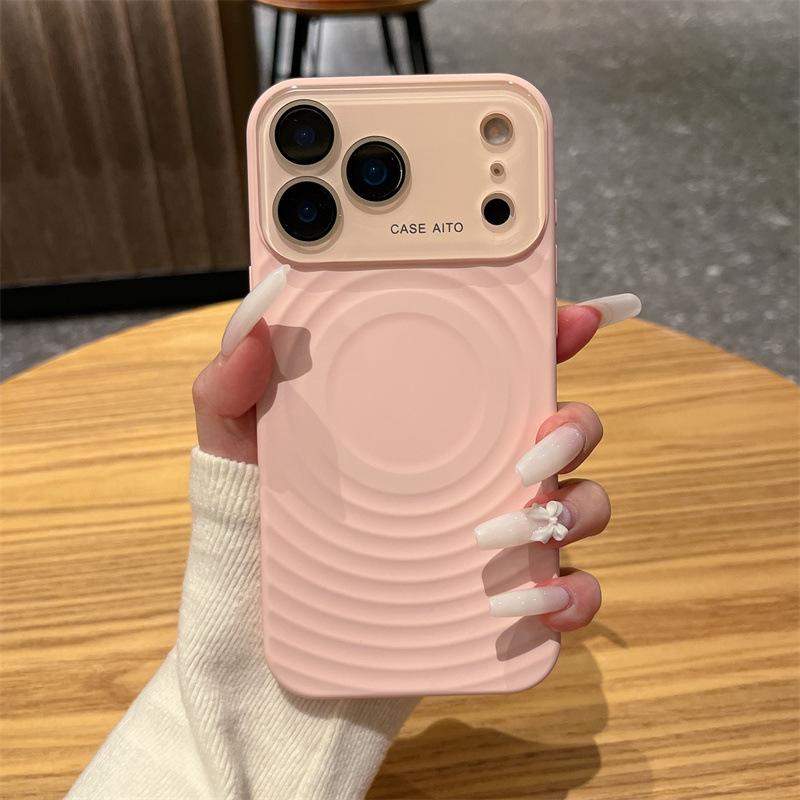 Wave Pattern Magnetic Liquid Silicone Case for iPhone 16/17 Pro Max