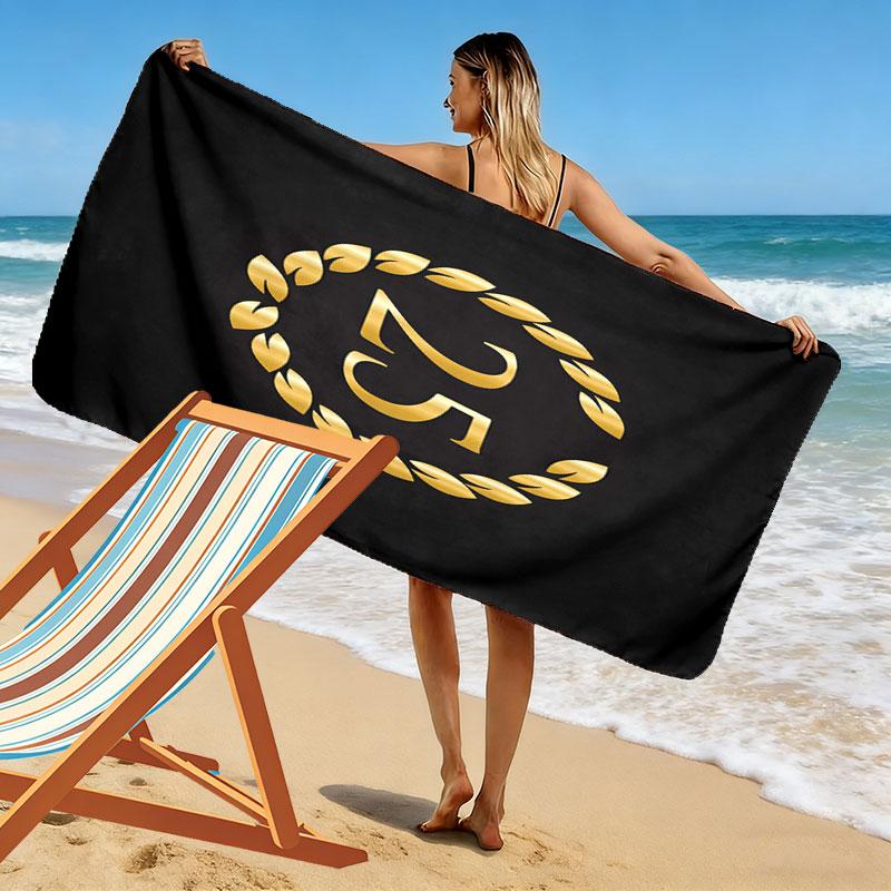 Number 25 Print Beach Towel, Large Soft Quick Dry Towel for Beach Camping Swimming