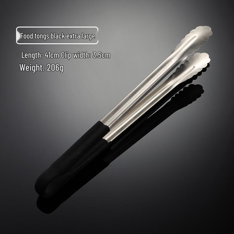 304 Stainless Steel Anti-Scald Silicone Food Tongs for Barbecue, Grilled Meat, Bread, and Baking