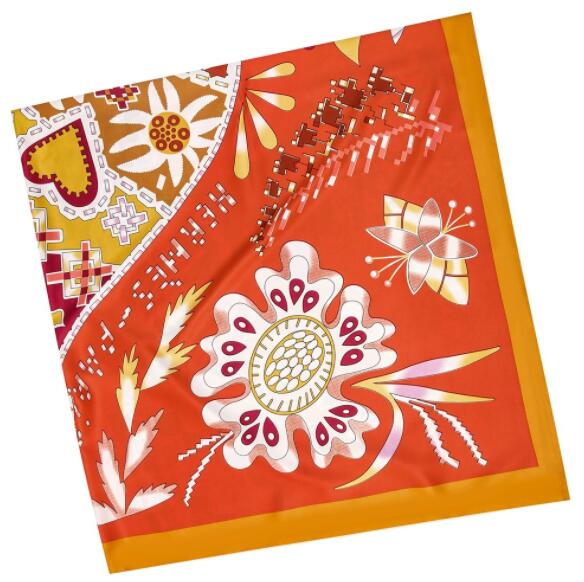 Luxury Brand Big Size Animal Print Scarf Women Square Twill Silk Scarf Flower And Horse Scarf Shawl Bandanas  130*130CM