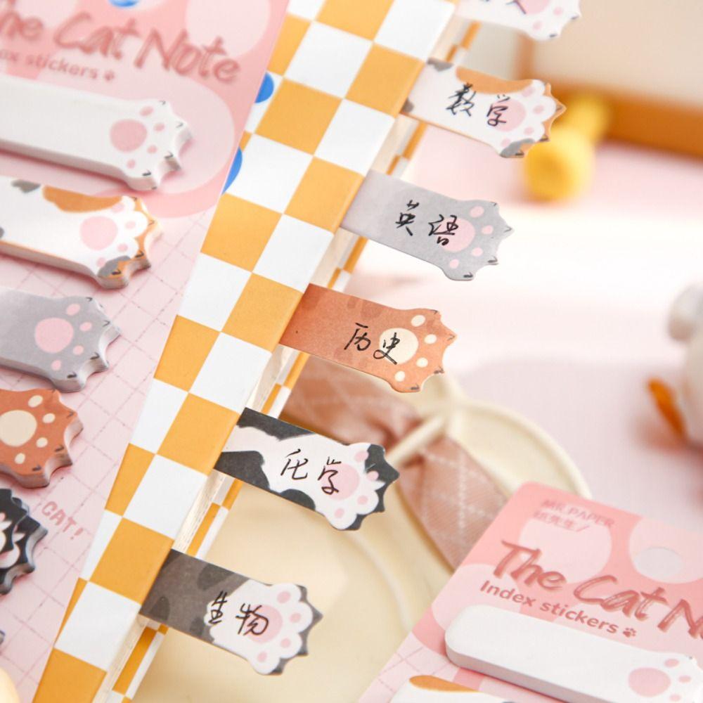 Memo Pad Cat Index Sticker Meow Cat Paw Sticky Note Notebooks Kitty Index Dividers  Office