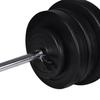 VidaXL Kit de Barre d'Haltère et 2 Haltères Salle de Musculation Gymnase 90375