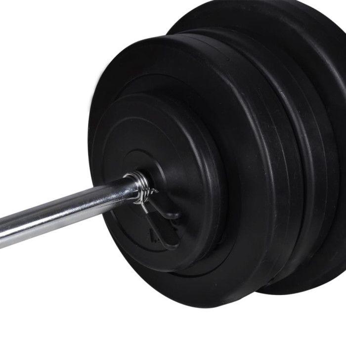 VidaXL Kit de Barre d'Haltère et 2 Haltères Salle de Musculation Gymnase 90375