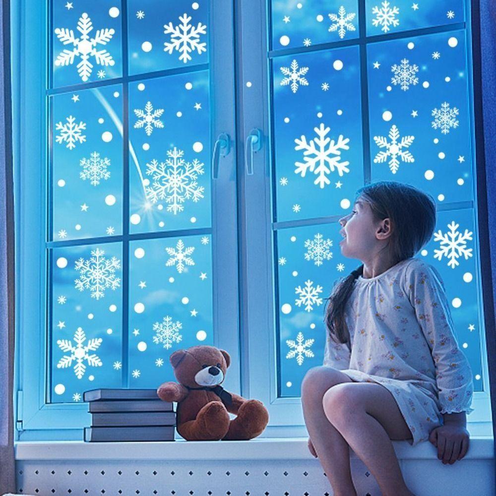 Snowflake Electrostatic Snowflake Sticker Anti-collision Reusable Snowflake Window Sticker PVC Xmas Glass Sticker Home Decals