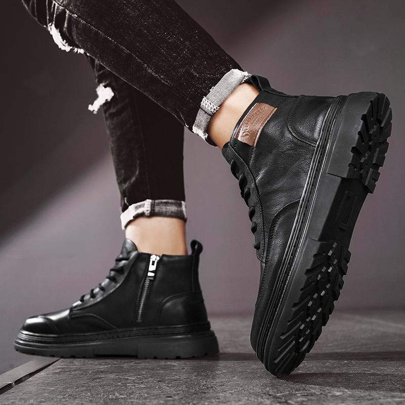 Luxury Leather Men's Casual Shoes New Fashion Men Ankle Boots Comfortable Short Boots Lightweight Work Boots Walking Footwear